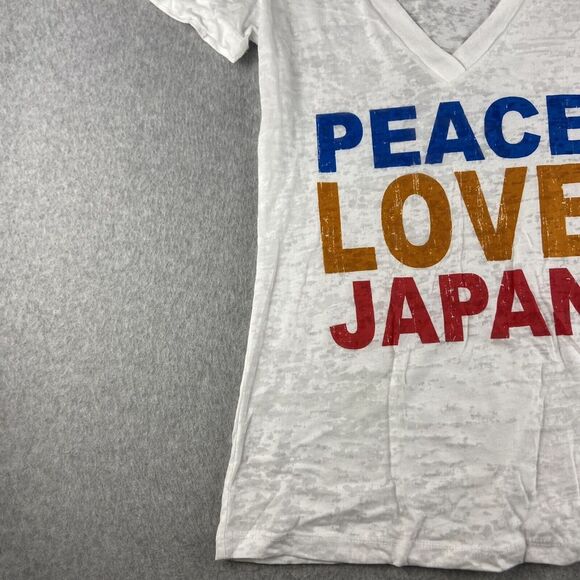 New Shirt Women's Good Work Make A Difference Small White Peace Love Japan Sheer - Picture 5 of 12